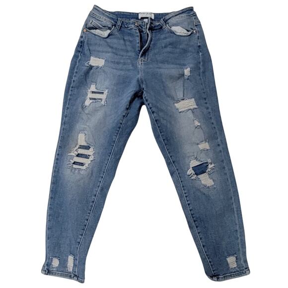 Wax Jean Denim - Wax Jeans Women 14 Blue Pants Skinny Distressed boyfriend Denim blue